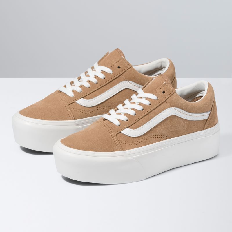 Tenis Vans Old Skool Stackform Mujer Kaki Blancos | Mexico-RUY236597