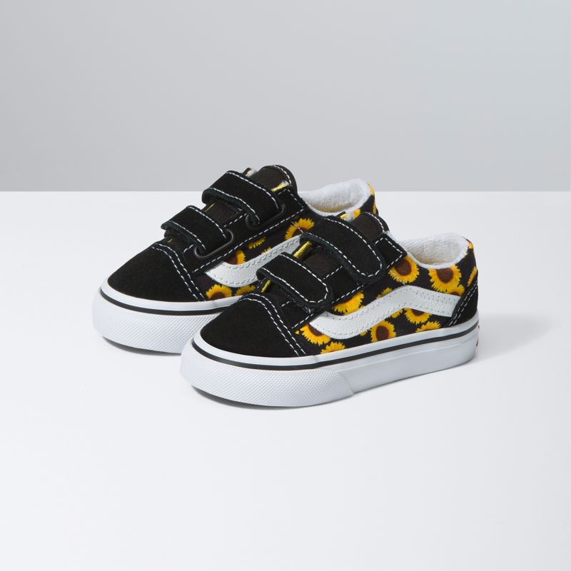 Tenis Vans Old Skool V Niños Naranjas Flores Negros Amarillos | Mexico-PXL123946