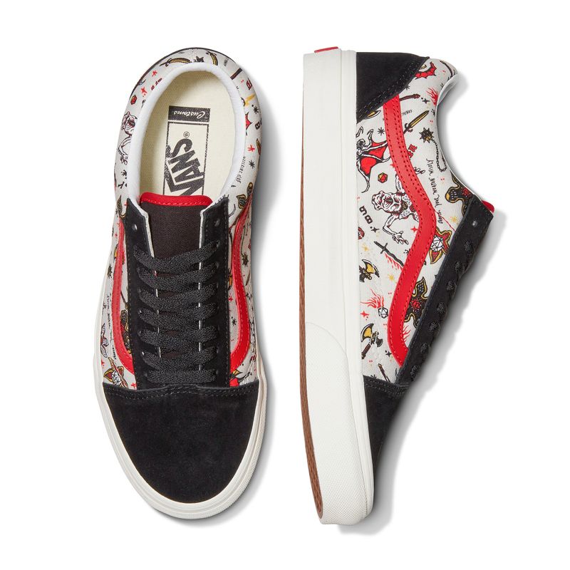 Tenis Vans Vans X Stranger Things Customs Hellfire Club Old Skool Mujer Negros Blancos Rojos | Mexico-GWF731026