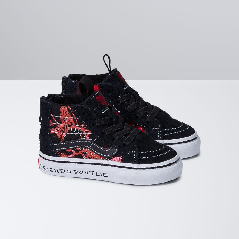 Tenis Vans Vans X Stranger Things Toddler Sk8-Hi Zip Niños Negros Rojos | Mexico-BCI459306