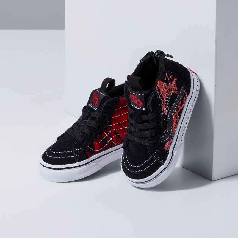 Tenis Vans Vans X Stranger Things Toddler Sk8-Hi Zip Niños Negros Rojos | Mexico-BCI459306