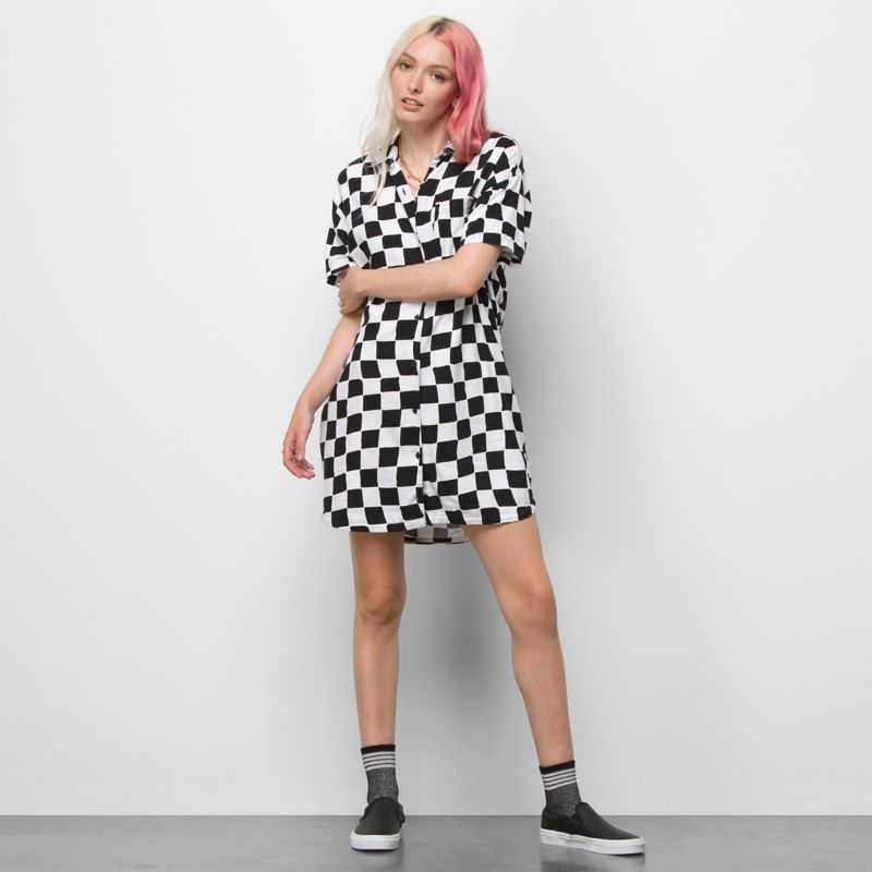 Vestido Vans Wavy Check Mujer Negros | Mexico-GHA706418