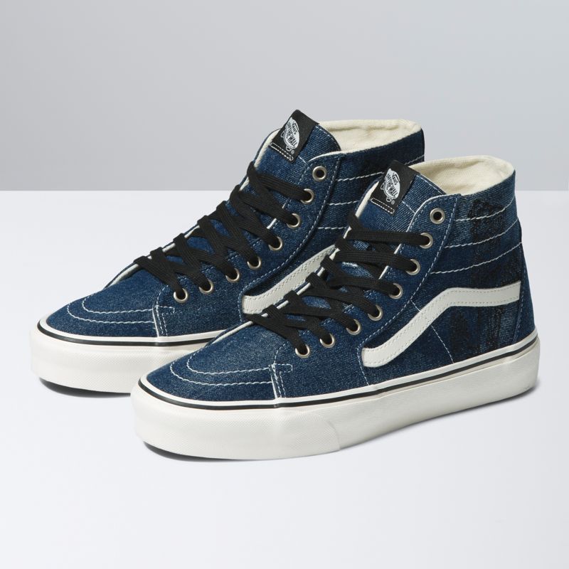 Altos Vans Sk8-Hi Tapered Hombre Azul Marino Blancos | Mexico-QZK745190