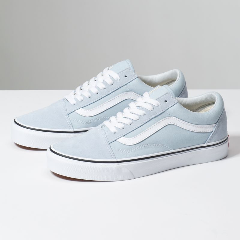 Bajos Vans Old Skool Mujer Azules Blancos | Mexico-ZKH841295