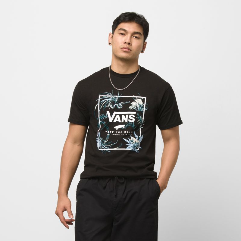 Camiseta Vans Classic Easy Box Hombre Negros Turquesa Oscuro | Mexico-GUB741908