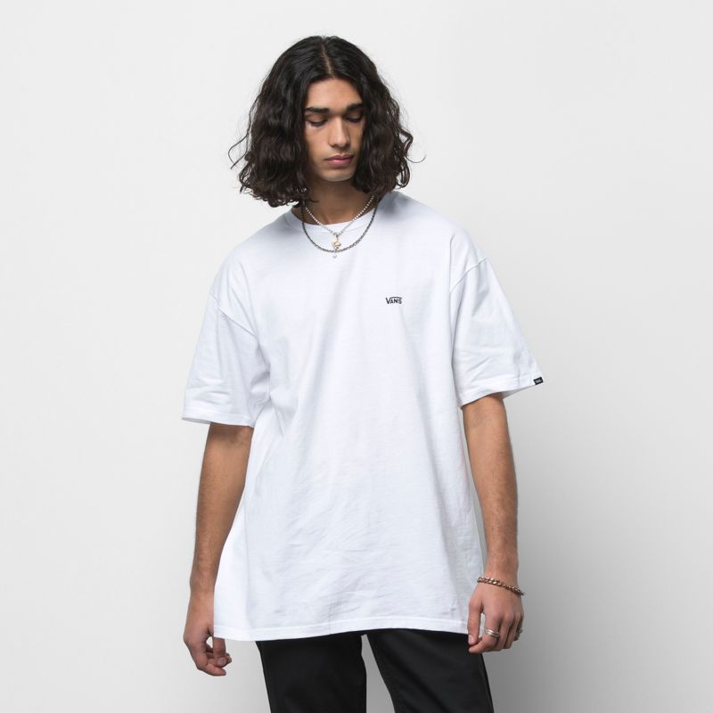 Camiseta Vans Left Chest Hombre Blancos Negros | Mexico-NGU284673