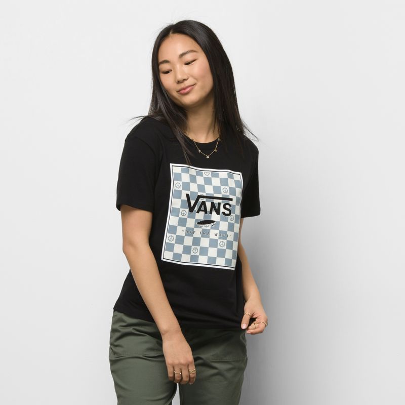 Camiseta Vans Poppy Box Mujer Negros | Mexico-AIU670514