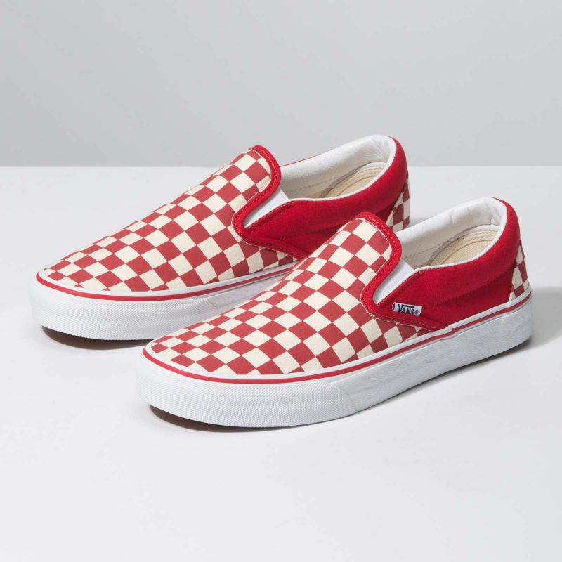 Mocassins Vans Checkerboard Anchos Hombre Rojos | Mexico-OYN732849