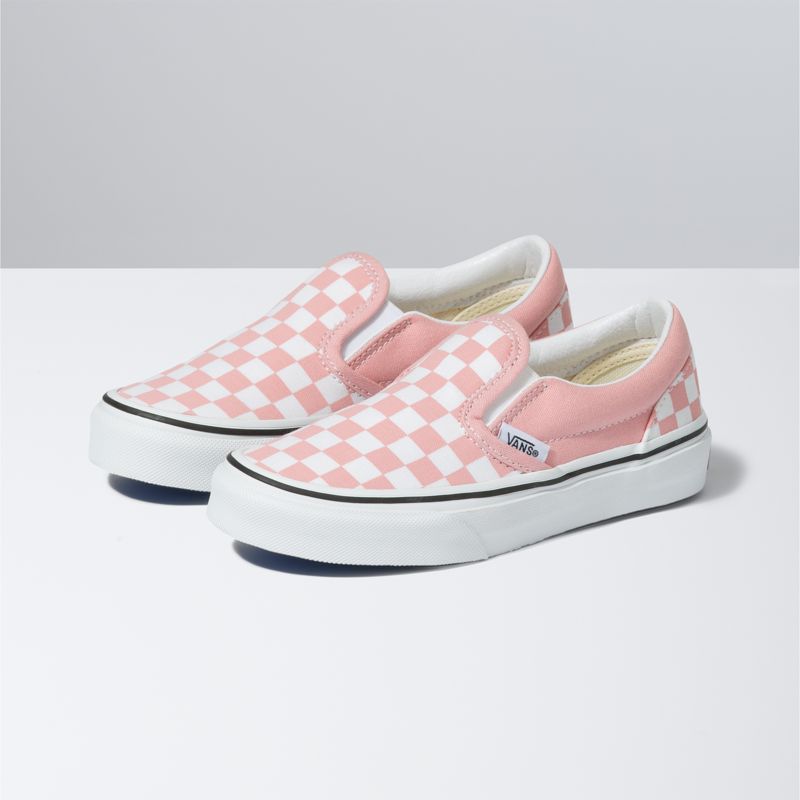 Mocassins Vans Checkerboard Classic Niños Rosas Blancos | Mexico-BUM521083