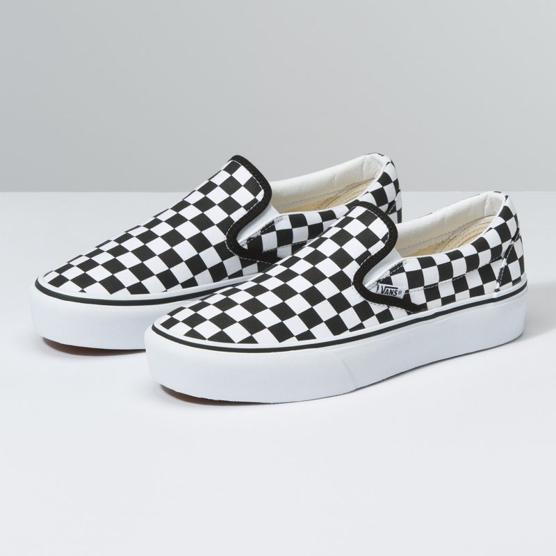 Mocassins Vans Checkerboard Plataforma Mujer Blancos Negros | Mexico-OTM460317