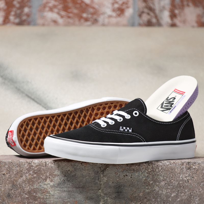 Tenis Skate Vans Authentic Hombre Negros Blancos | Mexico-ZRW712689