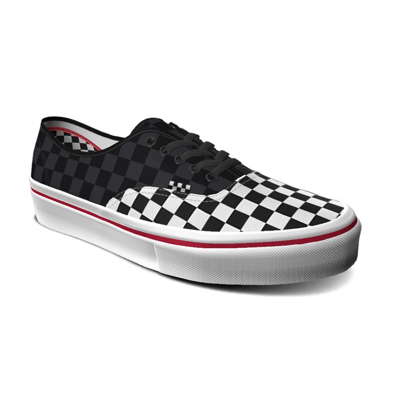 Tenis Skate Vans Checkerboard Authentic Hombre Blancos Negros | Mexico-EFV567023