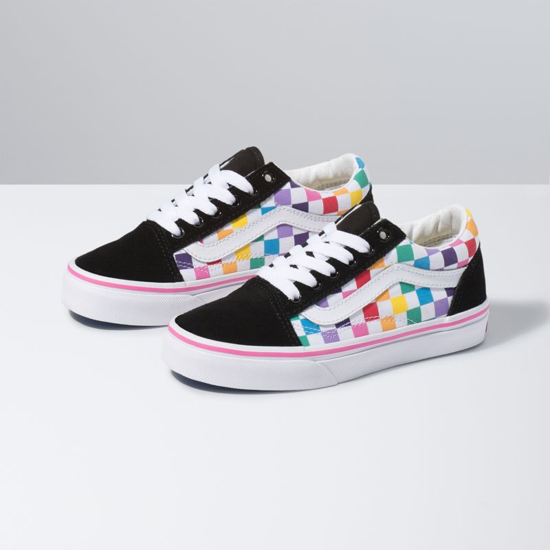 Tenis Vans Checkerboard Old Skool Niños Multicolor Blancos | Mexico-QKC371926