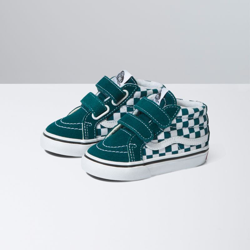 Tenis Vans Checkerboard Sk8-Mid Reissue Niños Turquesa Oscuro | Mexico-EWV524706