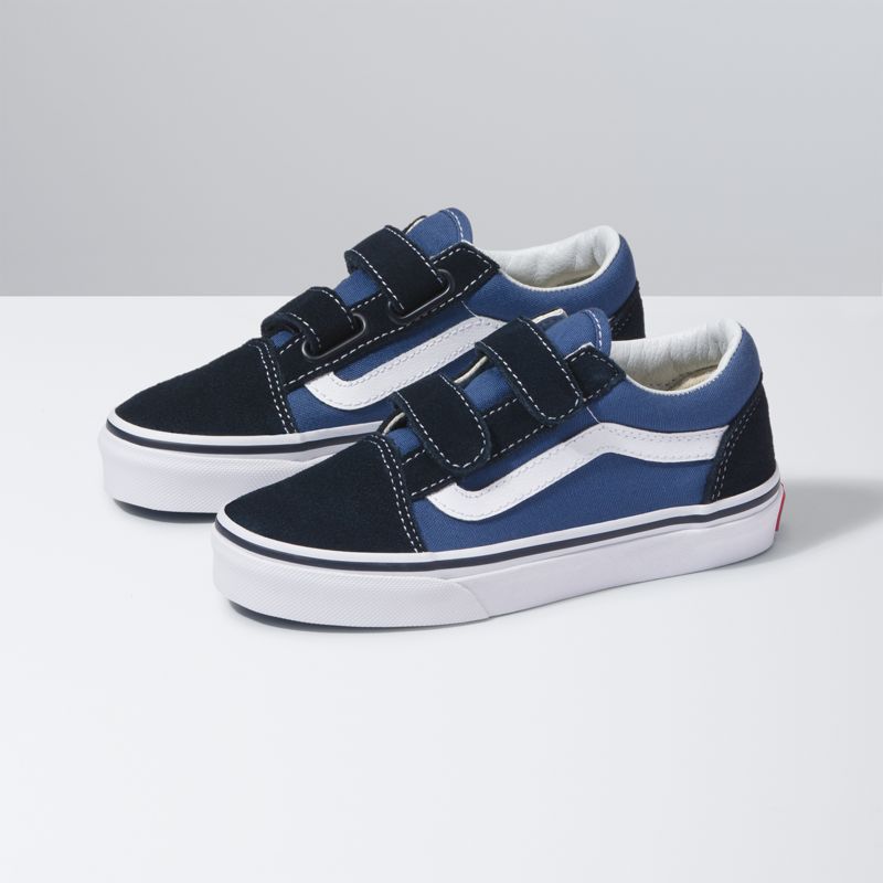 Tenis Vans Old Skool V Niños Azul Marino Blancos | Mexico-FYK487910