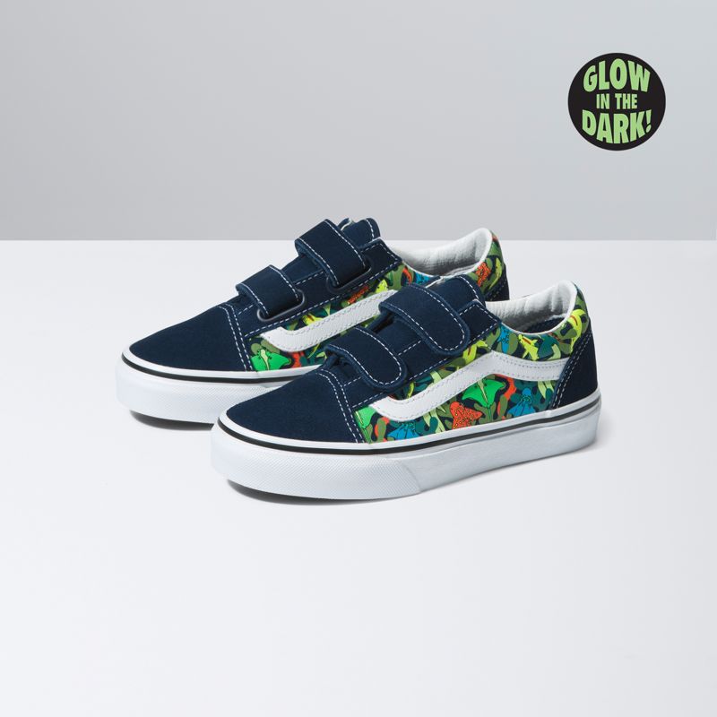 Tenis Vans Old Skool V Niños Grises Oscuro Azules | Mexico-LZX395217